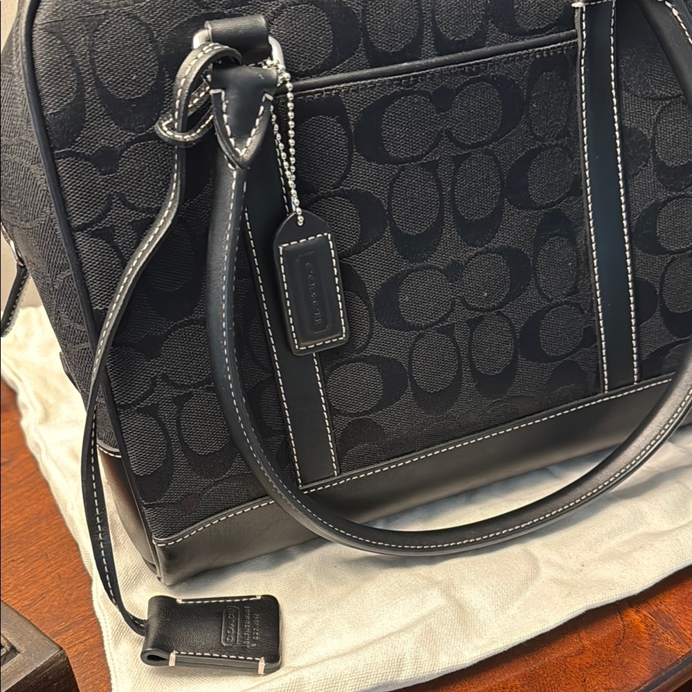 Coach Black Satchel with Signature Monogram w/Hang Tag - Picture 3 of 12